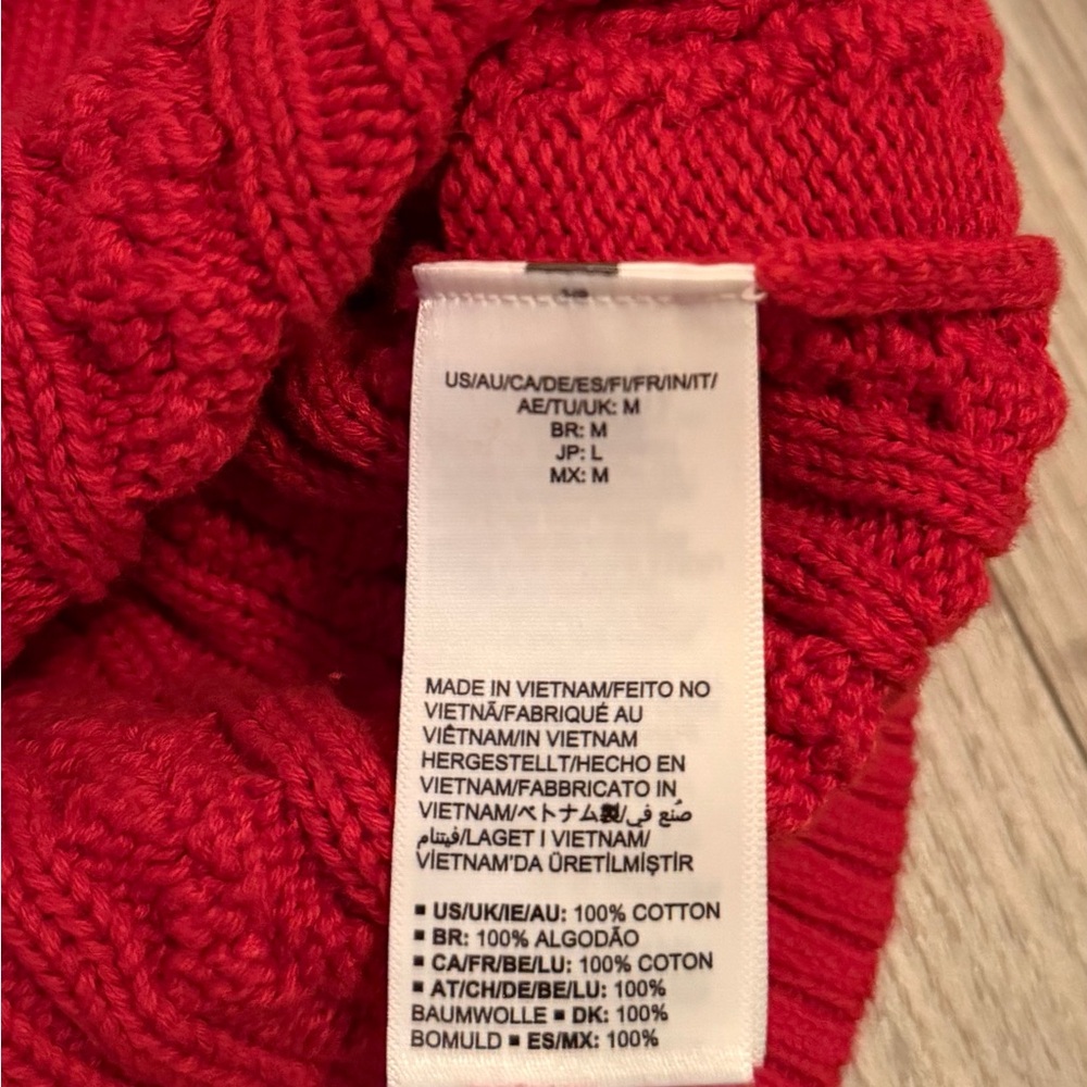 Amazon Essentials Red Cable Knit Sweater 100% Cot… - image 3